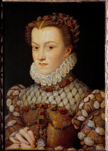 Itävallan Elisabethin (1554-1592) muotokuva Ranskan kuningattaresta, Kaarle IX:n vaimosta. François Clouet