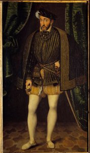 Ranskan kuninkaan Henrik II:n (1519 - 1559) muotokuva. François Clouetin (1515-1572) työpajan maalaus tekijältä François Clouet