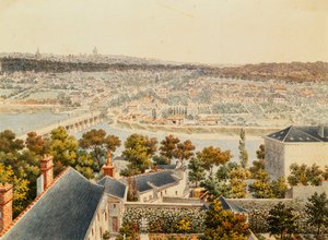 Näkymä Pariisiin Saint Cloudin kukkuloilta, 1791 tekijältä Francois Debret