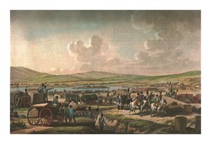 Napoleon vierailee piiritystöissä Danzigissa marsalkka Lefebvren johdolla, 9. toukokuuta 1807, c1850 tekijältä Francois Dequevauviller