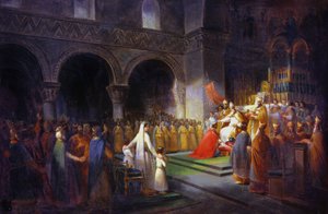 Pepin le Brefin kruunaus Saint Denis Abbeyssa