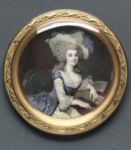 Naisen muotokuva cembalossa, n. 1788.