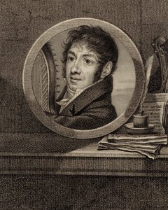 Harpisti ja säveltäjä Jean-Aimé Vernierin muotokuva 1769-1840, n. 1800.