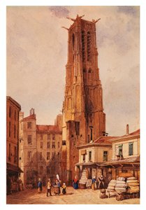 Ranska, Pariisi, Saint-Jacques Tower, Francois-Etienne Villeret, piirustus
