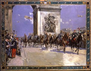 Historia. Ranska. Ensimmäinen maailmansota. Voiton paraati Pariisissa 4. heinäkuuta tekijältä Francois Flameng