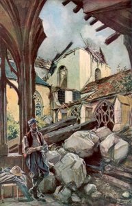 Verdunin luostari ja katedraali, Ranska, kesäkuu 1916, 1926. tekijältä Francois Flameng