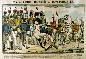 Napoleon loukkaantui Ratisbonissa huhtikuussa 1809, c1835