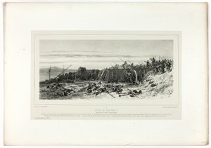 Bastion nro 9 valloitus, kirjasta Souvenirs of Italy: The Expedition to Rome (Italian matkamuistot: Rooman retkikunta). tekijältä Francois Hippolyte Lalaisse