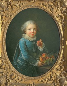Poika persikoilla, 1760 tekijältä Francois Hubert Drouais