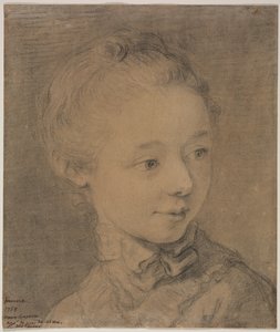 Oikealle kääntyvän nuoren tytön pää, 1758. tekijältä Francois Hubert Drouais