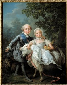 Muotokuva ranskalaisesta, Artoisin kreivistä (tuleva Kaarle X (1757-1836) ja hänen sisarensa Madame Clothilde, tuleva Sardinian kuningatar (1759-1802) edustettuna vuosina 1763-1764, François Hubert Drouais