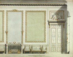 Suunnittelu Mazarinin herttuattaren talolle, n. 1777 (akvarelli paperille)