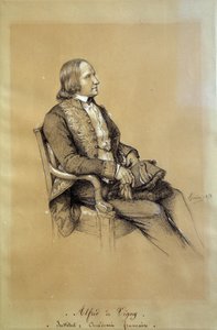 Alfred de Vignyn (1797 - 1863), ranskalaisen kirjailijan, näytelmäkirjailijan ja runoilijan muotokuva. Piirustus: Francois Joseph Heim (1787-1865) tekijältä François Joseph Heim