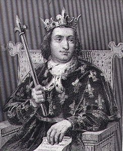 Kaarle V, jota kutsutaan "viisaaksi" (1337-80) Ranskan kuninkaaksi, kaiverrus Blanchard (kaiverrus) tekijältä Francois Louis (after) Dejuinne
