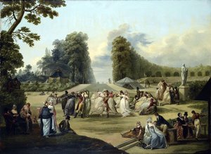 Ball in the Tivoli Gardens, Pariisi - François Louis Joseph Watteaun (1758-1823) maalaus tekijältä Francois Louis Joseph Watteau