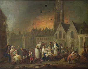 Grand Place Lillessä piirityksen aikana 1792, 1794 tekijältä Francois Louis Joseph Watteau