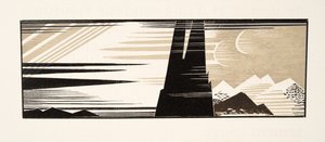 Graafinen kuvitus teoksesta Prometheus kahleissa, Aiskhylos, julkaisu. 1941 (sabluunapainatus)