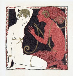 Kirjain N, Personages de Comedie, pub. 1922 (stensiiliprintti) tekijältä Francois-Louis Schmied