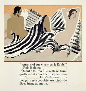 Ruth lepää Boazin jalkojen juuressa, "Ruth et Booz", suomentanut J.C. Mardrus, julkaistu 1930