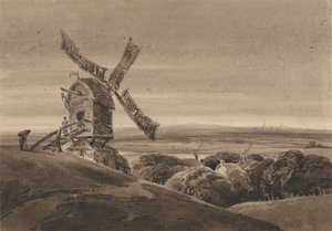 Maisema tuulimyllyllä tekijältä Francois Louis Thomas Francia