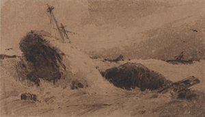 Haaksirikkoutunut laiva myrskyisellä merellä tekijältä Francois Louis Thomas Francia