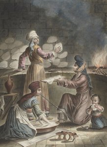 Turkkilaiset naiset leipovat leipää, 1790 tekijältä Francois Marie Rosset