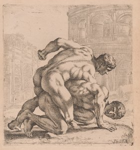 Medici Wrestlers, sivukuva, käännetty oikealle [kilpi 35] tekijältä Francois Perrier