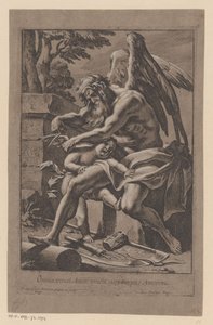 Tijd knipt de vleugels van Amor Rakkaus voittaa kaiken, rakkaus voittaa pian ajan (otsikko esineessä) tekijältä Francois Perrier