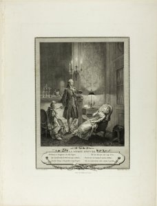 Talvi-ilta, teoksesta Monument du Costume Physique et Moral de la fin du Dix-huitième siècle (monumentti fyysisestä ja moraalisesta puvusta) tekijältä Francois Robert Ingouf