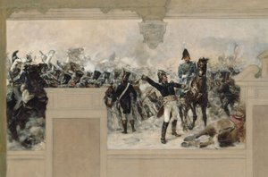 Pantinin kaupungintalon luonnos: Kenraali Compansin suorittama Pantinin puolustus vuonna 1814. tekijältä Francois Schommer