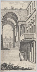 Arkkitehtoninen näkymä kaarella, 1740.