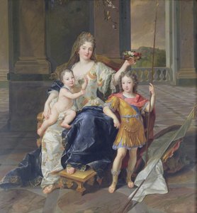 Herttuatar de la Ferte Bretagnen herttuan ja Anjoun herttuan (Louis XV) kanssa n. 1712 (öljy kankaalle)