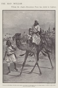 Mohammed Abdullah Hassan, "hullu mulla", Somalian uskonnollinen ja sotilasjohtaja (litho)