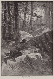 Hirvenmetsästys Kanadassa (kaiverrus)