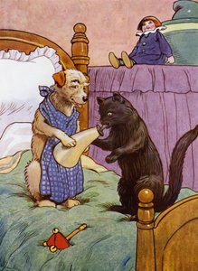 Kuvitus Old Mother Hubbardille (väri litho) tekijältä Frank Adams