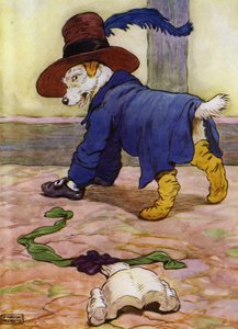 Kuvitus Old Mother Hubbardille (väri litho) tekijältä Frank Adams
