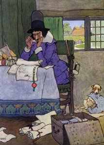 Kuvitus teokseen The Babes in the Wood (väri litho) tekijältä Frank Adams