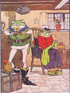 Kuvitus Charles H. Bennettin teoksesta "The Frog would a Wooing Go", 1916 tekijältä Frank Adams
