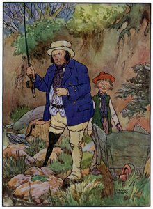 Kolme iloista kalastajaa (väri litho) tekijältä Frank Adams