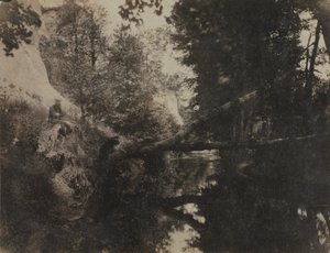 Maisema istuvan hahmon kanssa Stream Bankissa, c. 1856. tekijältä Frank Chauvassaignes