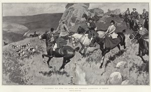 Onnistunut päivä Devonin ja Somersetin staghoundien kanssa Exmoorissa (litho) tekijältä Frank Craig