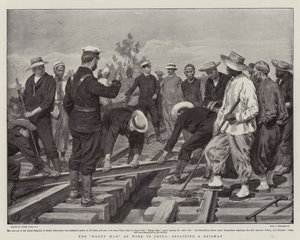 Kätevä mies töissä Kiinassa korjaamassa rautatietä tekijältä Frank Dadd