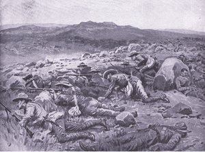Queenslandin keisarillisten bushmenien kanssa Rhenoster Kopissa 29. marraskuuta 1900, kuva Pretorian jälkeen: Sissisota, 1902 tekijältä Frank Dadd