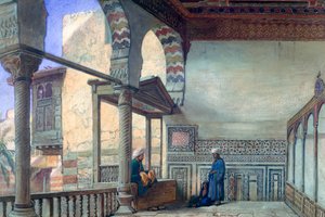 Loggia, kesävastaanotto, Memlook Radnau Beys House, Kairo, 1870 tekijältä Frank Dillon