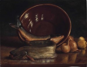Asetelma kalojen kanssa tekijältä Frank Duveneck