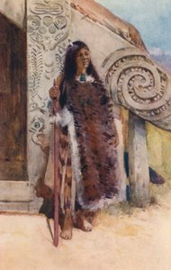 Uusi-Seelanti: Maori Chieftainess (värilitografia).