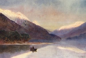 Uusi-Seelanti: North Fiord, Te-Anau-järvi (värilitro). tekijältä Frank H Wright