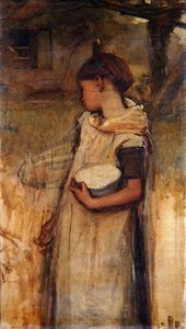 Tyttö kukilla (öljy kankaalle) tekijältä Frank Holl