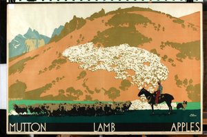 Lampaanliha - lammas - omenat, sarjasta "Buy New Zealand Produce" [6319386] (väri litho)