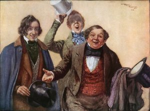 Tupman, Snodgrass ja Winkle (värilitografia).